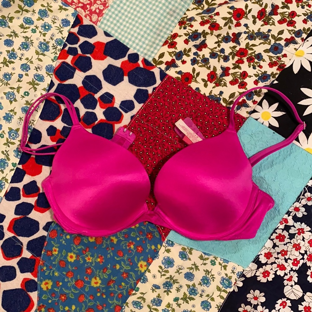 Love PINK Hot Pink Silky Push Up Bra 34C